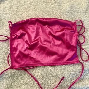 Fashion Nova Hot Pink Satin Crop Top